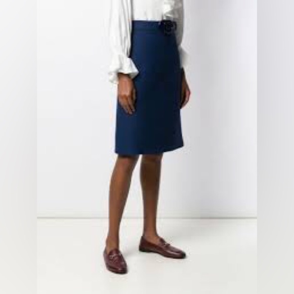 Gucci Navy A-Line Skirt with Belt - Picture 4 of 10